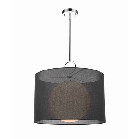 Z-Lite Arosia 1 Light Pendant, Chrome & Black 194-24BK-C